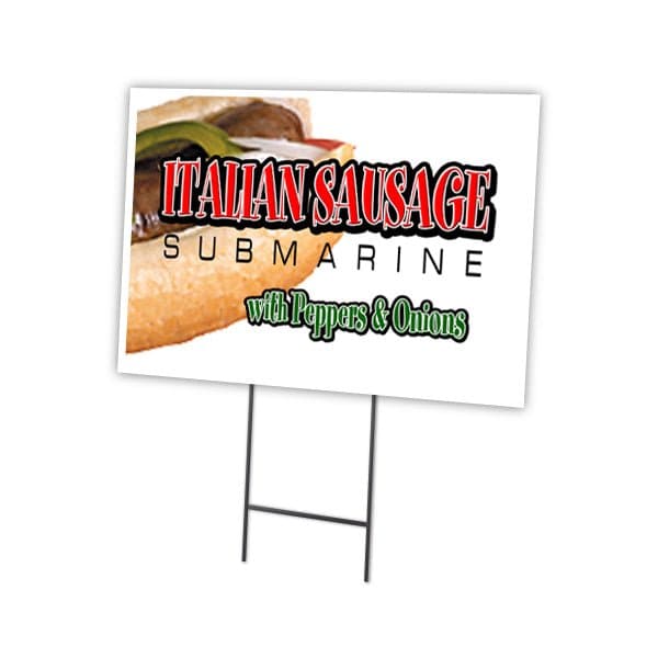 Signmission Italian Sausage Sub Yard & Stake outdoor plastic coroplast window, C-1216-DS-Italian Sausage Sub C-1216-DS-Italian Sausage Sub - main